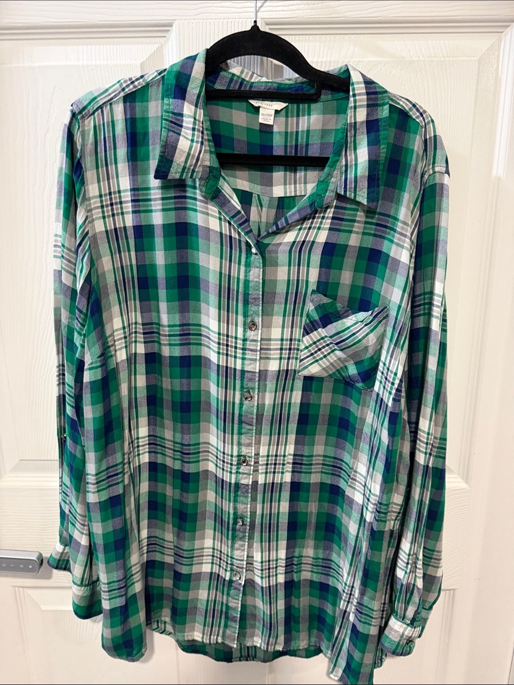 Cato Green & Blue Plaid Button-Up Women’s Shirt